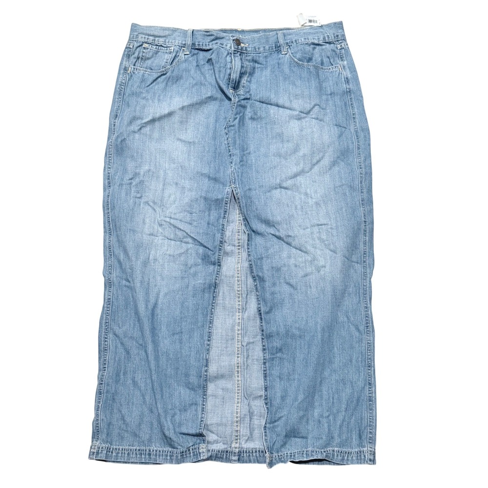 Old Navy Denim Jean Slim Maxi Skirt Light Wash Blue Womens 16 XL 1X NEW NWT